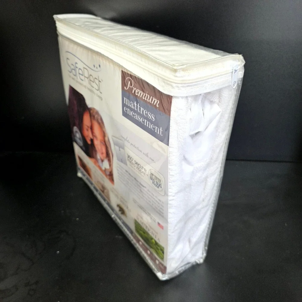SafeRest Mattress Encasement Twin 9in White Zippered Waterproof Bed Bug Proof